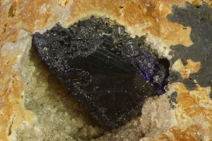 Large, Azurite Crystal on Druzy Quartz - Morocco #137029